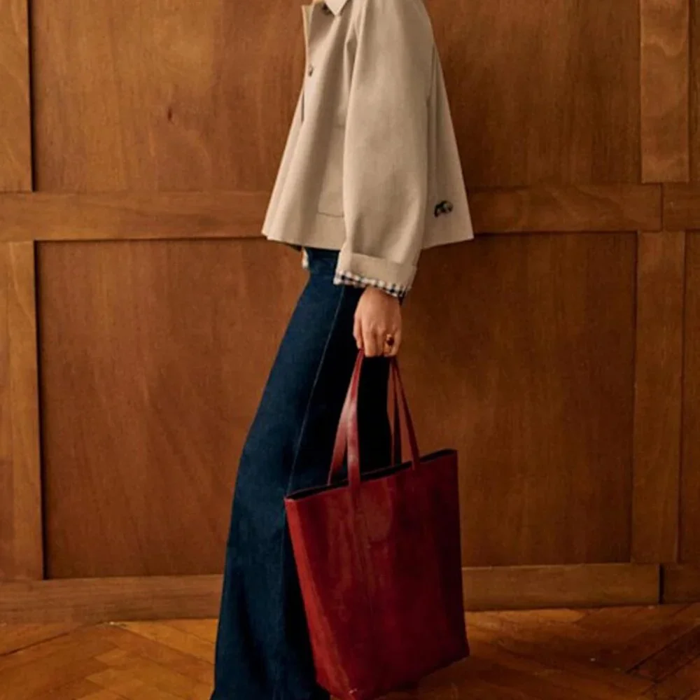 Women Oversize Trench Coat Plaid Lining Lapel Button Down Casual Crop Jacket Out - Picture 4 of 5